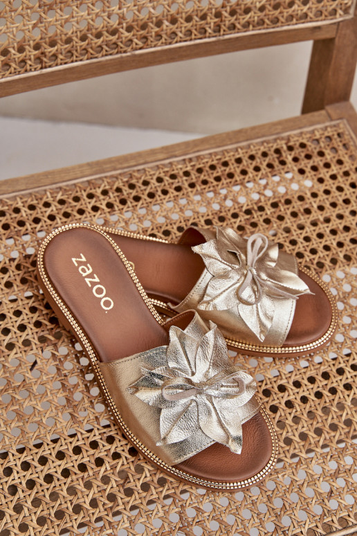 Hausschuhe mit Ornamenten Ermöglichtturleder Zazoo 3667 goldene Farbe Hausschuhe mit Ornamenten Ermöglichtturleder Zazoo 3667 goldene Farbe