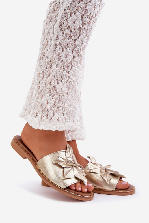 Chaussons avec des ornements Cuir naturel Zazoo 3667 couleur dorée Chaussons avec des ornements Cuir naturel Zazoo 3667 couleur dorée