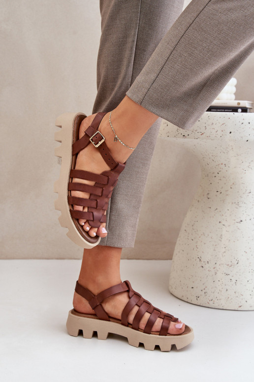 Dames sandalen Dames Zazoo 3695 bruine kleur Dames sandalen Dames Zazoo 3695 bruine kleur