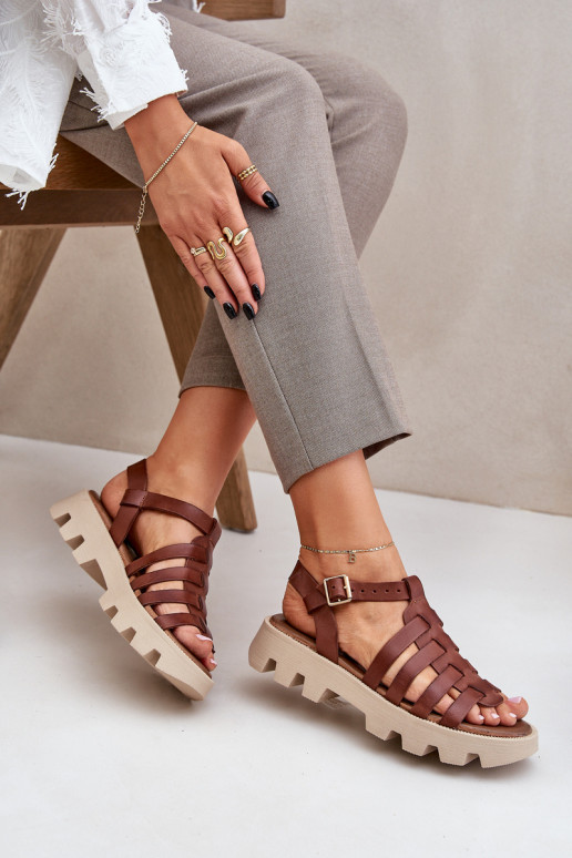 Dames sandalen Dames Zazoo 3695 bruine kleur Dames sandalen Dames Zazoo 3695 bruine kleur