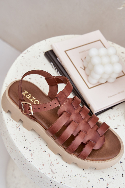 Dames sandalen Dames Zazoo 3695 bruine kleur Dames sandalen Dames Zazoo 3695 bruine kleur