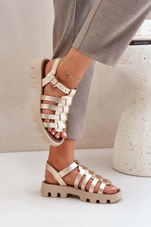 Dames sandalen Dames Zazoo 3695 gouden kleur Dames sandalen Dames Zazoo 3695 gouden kleur