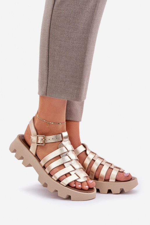 Damensandalen Feminin Zazoo 3695 goldene Farbe Damensandalen Feminin Zazoo 3695 goldene Farbe