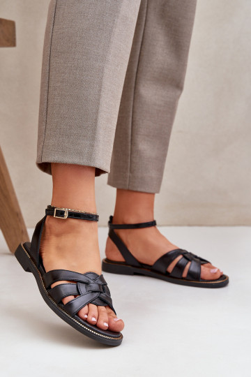 Dames sandalen met brede hakken Zazoo 3688 zwarte kleur 2