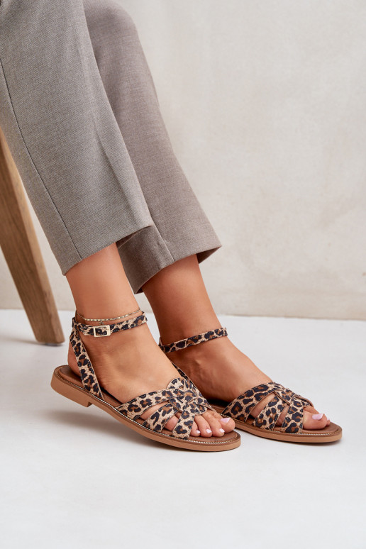Sandales pour femmes Féminin avec des talons larges avec des motifs en fourrure de léopard Zazoo 3688 marron Sandales pour femmes Féminin avec des talons larges avec des motifs en fourrure de léopard Zazoo 3688 marron