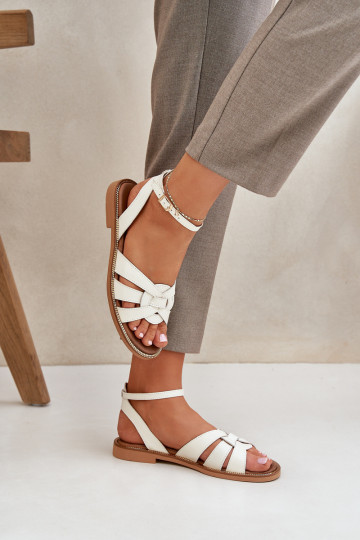 Damensandalen Feminin mit breiten Absätzen Zazoo 3688 elfenbeinfarbe