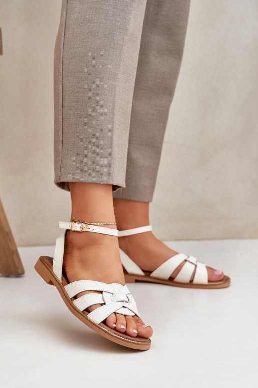 Damensandalen Feminin mit breiten Absätzen Zazoo 3688 elfenbeinfarbe