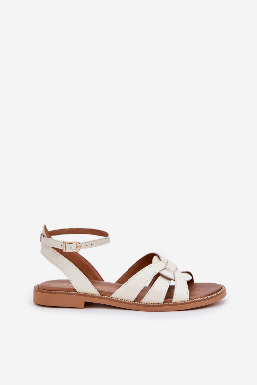 Damensandalen Feminin mit breiten Absätzen Zazoo 3688 elfenbeinfarbe