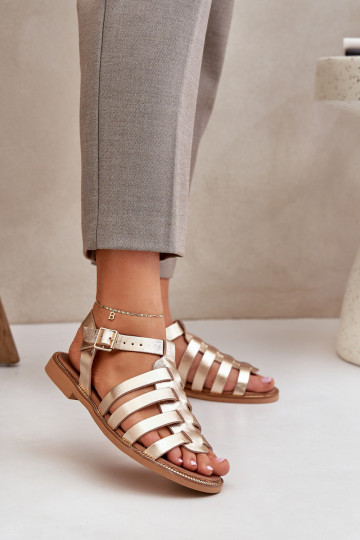 Damen Sandalen mit breiten Absätzen Zazoo 3686 in Gold 2
