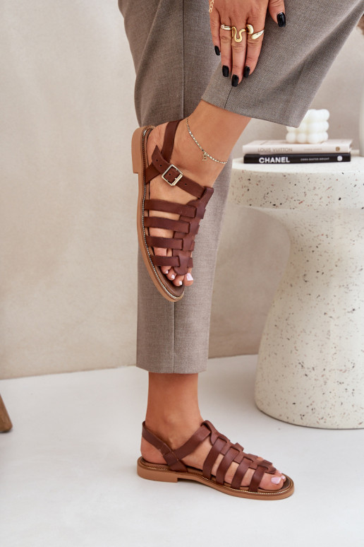 Sandales pour femmes avec des talons larges Zazoo 3686 marron Sandales pour femmes avec des talons larges Zazoo 3686 marron