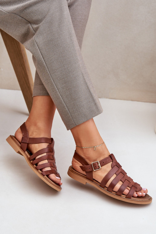 Dames sandalen met brede hakken Zazoo 3686 bruine kleur Dames sandalen met brede hakken Zazoo 3686 bruine kleur