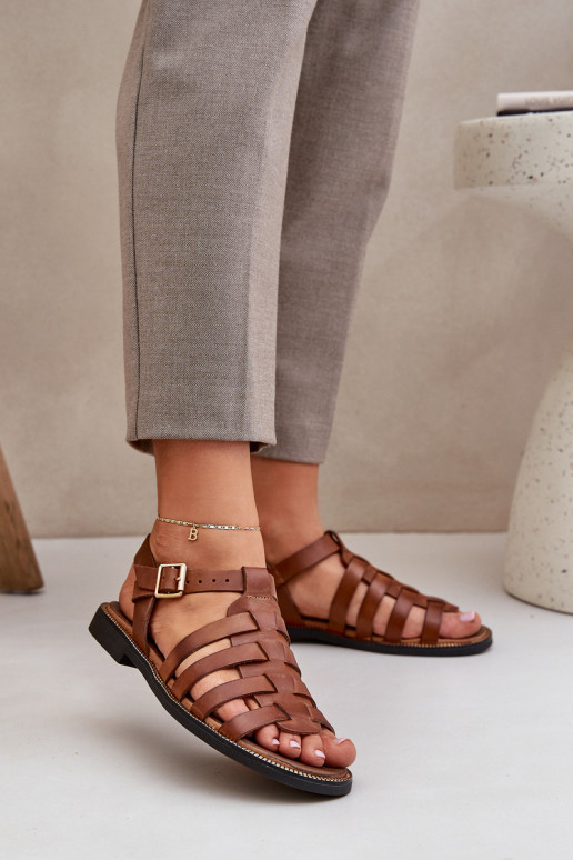 Dames sandalen met brede hakken Zazoo 3686 bruine kleur Dames sandalen met brede hakken Zazoo 3686 bruine kleur