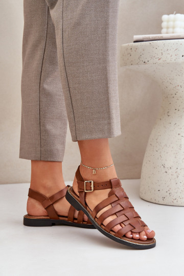 Damen Sandalen mit breiten Absätzen Zazoo 3686 in Braun 2