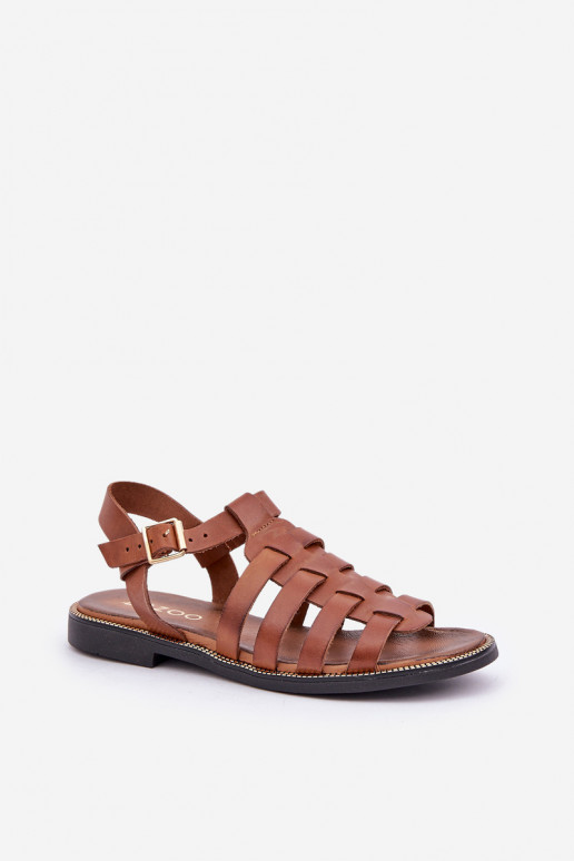 Damensandalen mit breiten Absätzen Zazoo 3686 braune Farbe