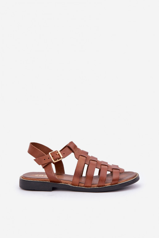 Damensandalen mit breiten Absätzen Zazoo 3686 braune Farbe