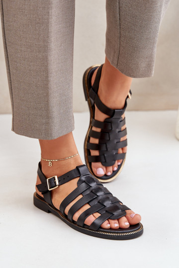 Damensandalen mit breiten Absätzen Zazoo 3686 schZuarze Farbe
