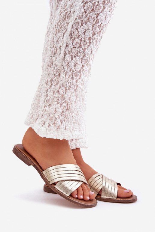 Haut Feminin Hausschuhe LeZuski Shoes 3682 goldene Farbe Haut Feminin Hausschuhe LeZuski Shoes 3682 goldene Farbe