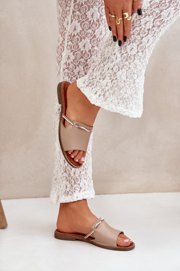 Mules en cuir LeĮskis Shoes 3047 couleur sable 2