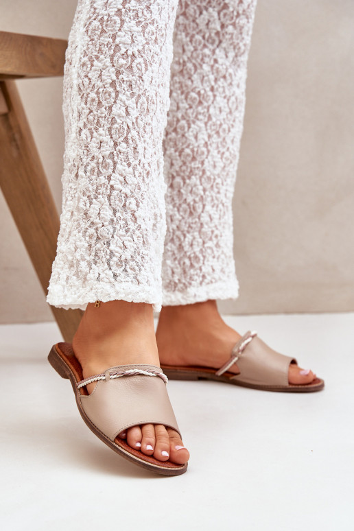 Pantoufles en cuir LeÀski Shoes 3047 beige Pantoufles en cuir LeÀski Shoes 3047 beige