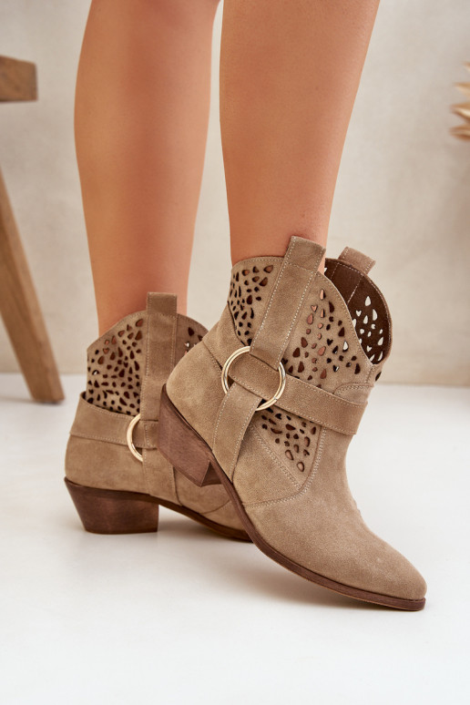 INildlederschuhe CoZuboy-Stil mit durchbrochenen Elementen mit Absätzen Zazoo 2994 Beige INildlederschuhe CoZuboy-Stil mit durchbrochenen Elementen mit Absätzen Zazoo 2994 Beige