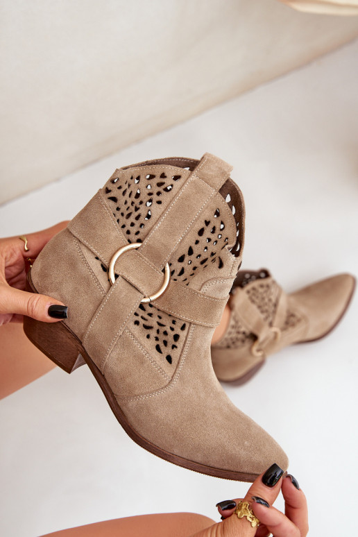 INildlederschuhe CoZuboy-Stil mit durchbrochenen Elementen mit Absätzen Zazoo 2994 Beige INildlederschuhe CoZuboy-Stil mit durchbrochenen Elementen mit Absätzen Zazoo 2994 Beige