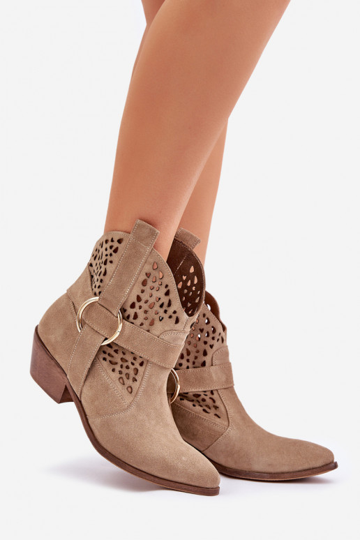 INildlederschuhe CoZuboy-Stil mit durchbrochenen Elementen mit Absätzen Zazoo 2994 Beige INildlederschuhe CoZuboy-Stil mit durchbrochenen Elementen mit Absätzen Zazoo 2994 Beige