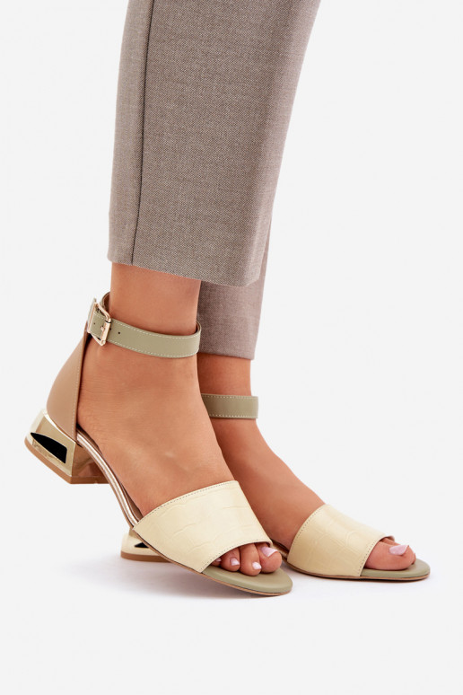 Dames sandalen met gouden hakken Laura Messi 2143 beige Dames sandalen met gouden hakken Laura Messi 2143 beige