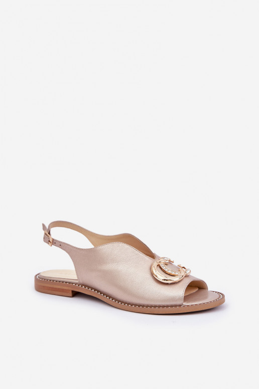 Sandales pour femmes avec des talons larges avec des ornements Laura Messi 2865 couleur dorée