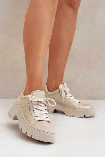 Sneakers model schoenen sportschoenen met platform CheBello 4632 gouden kleur 2