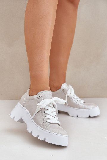Sneakers model schoenen sportschoenen met platform CheBello 4632 zilvere kleur 2