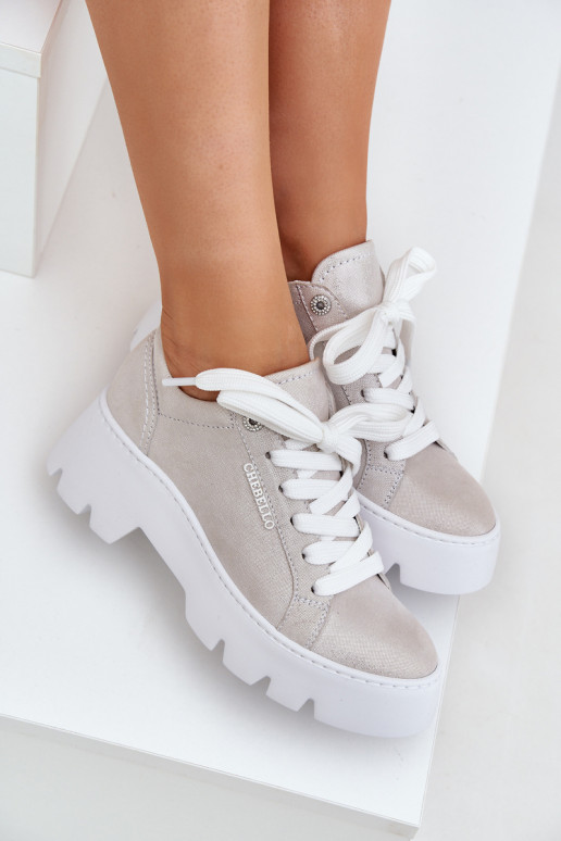 Sneakers Stilvollllschuhe Turnschuhe mit einer Plattform CheBello 4632 Silberfarbe Sneakers Stilvollllschuhe Turnschuhe mit einer Plattform CheBello 4632 Silberfarbe