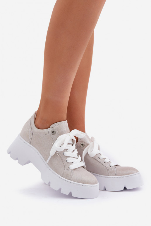 Sneakers model schoenen sportschoenen met platform CheBello 4632 zilvere kleur Sneakers model schoenen sportschoenen met platform CheBello 4632 zilvere kleur