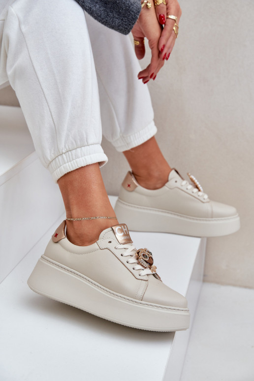 Féminin Peau Chaussures modèle baskets CheBello 4411 couleur ivoire Féminin Peau Chaussures modèle baskets CheBello 4411 couleur ivoire