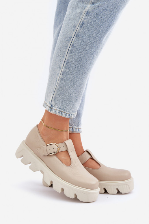 Leer schoenen met gespen Zazoo 20183 beige Leer schoenen met gespen Zazoo 20183 beige