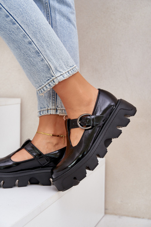 avec effet vernis Peau chaussures avec boucles Zazoo 20183 couleur noire avec effet vernis Peau chaussures avec boucles Zazoo 20183 couleur noire