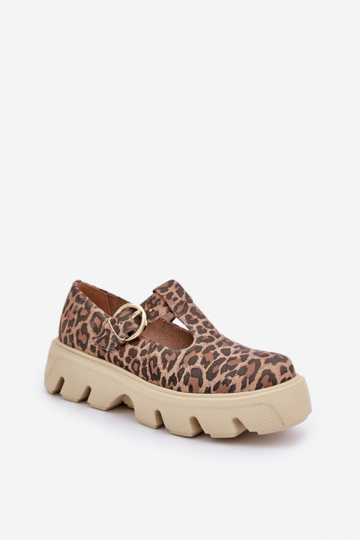 aus INildleder Schuhe mit Schnallen mit Leopardenfellmuster Zazoo 20183 braune Farbe aus INildleder Schuhe mit Schnallen mit Leopardenfellmuster Zazoo 20183 braune Farbe