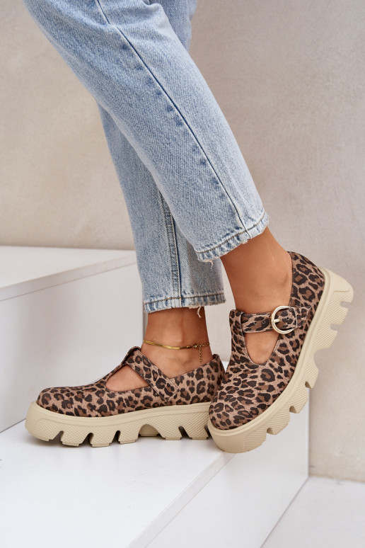 aus INildleder Schuhe mit Schnallen mit Leopardenfellmuster Zazoo 20183 braune Farbe aus INildleder Schuhe mit Schnallen mit Leopardenfellmuster Zazoo 20183 braune Farbe