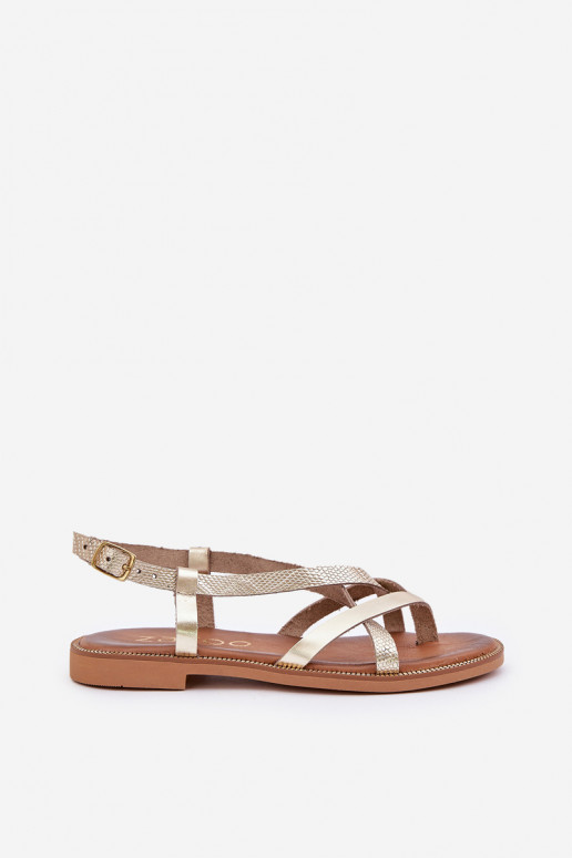 Haut Flache SandalenPrzeplatającymi Się Paseczkami Zazoo 40429 goldene Farbe Haut Flache SandalenPrzeplatającymi Się Paseczkami Zazoo 40429 goldene Farbe