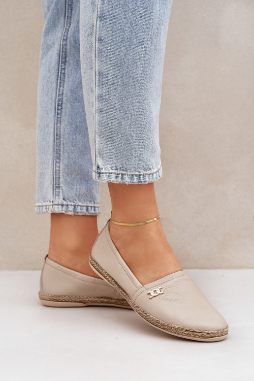 Style élégant Espadrilles en cuir Féminin Zazoo 10177 beige Style élégant Espadrilles en cuir Féminin Zazoo 10177 beige