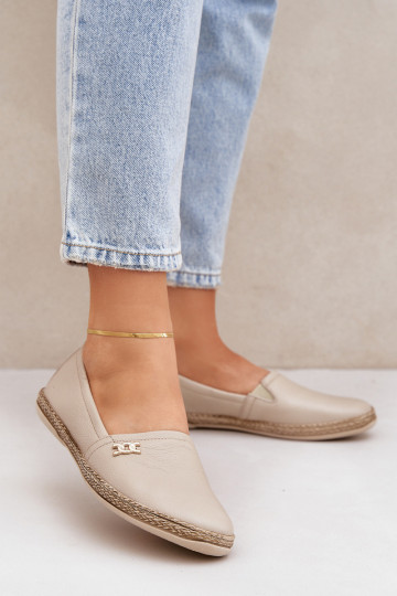 Style élégant Espadrilles en cuir Féminin Zazoo 10177 beige 2