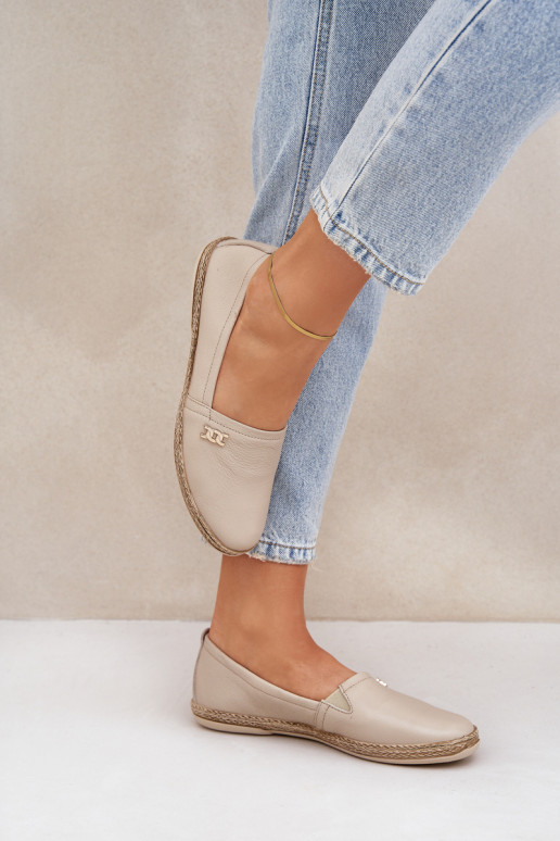 Style élégant Espadrilles en cuir Féminin Zazoo 10177 beige Style élégant Espadrilles en cuir Féminin Zazoo 10177 beige