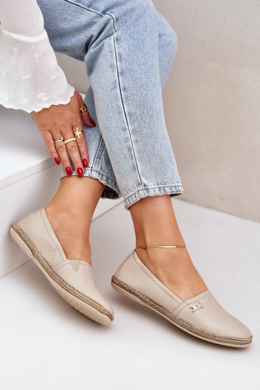 Style élégant Espadrilles en cuir Féminin Zazoo 10177 beige Style élégant Espadrilles en cuir Féminin Zazoo 10177 beige