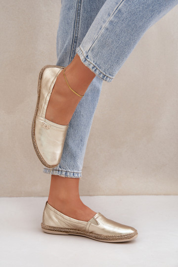 Elegante stijl Leren espadrilles Dames Zazoo 10177 gouden kleur