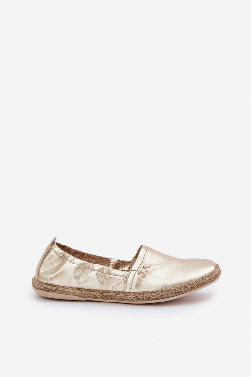Elegante stijl Leren espadrilles Dames Zazoo 10177 gouden kleur