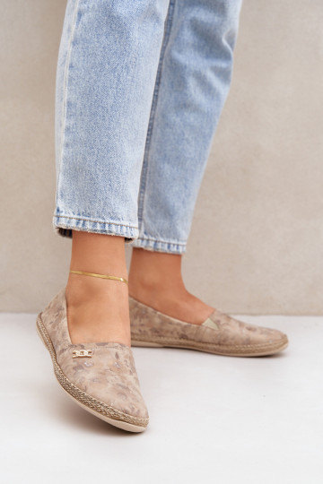 Style élégant Espadrilles en daim avec des fleurs Féminin Zazoo 10177 beige 2