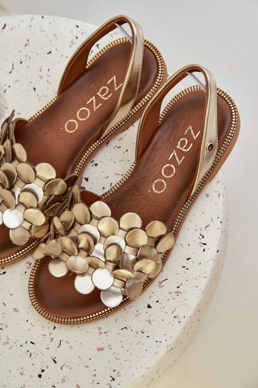 Damensandalen mit breiten Absätzen Zazoo 40425 goldene Farbe Damensandalen mit breiten Absätzen Zazoo 40425 goldene Farbe