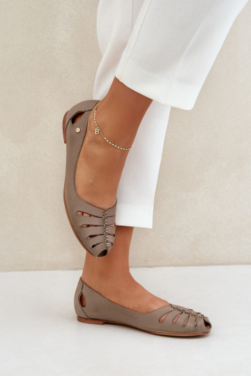 Zazoo 10009 Bequeme Ballerinas aus Ermöglichtturleder Feminin Beige