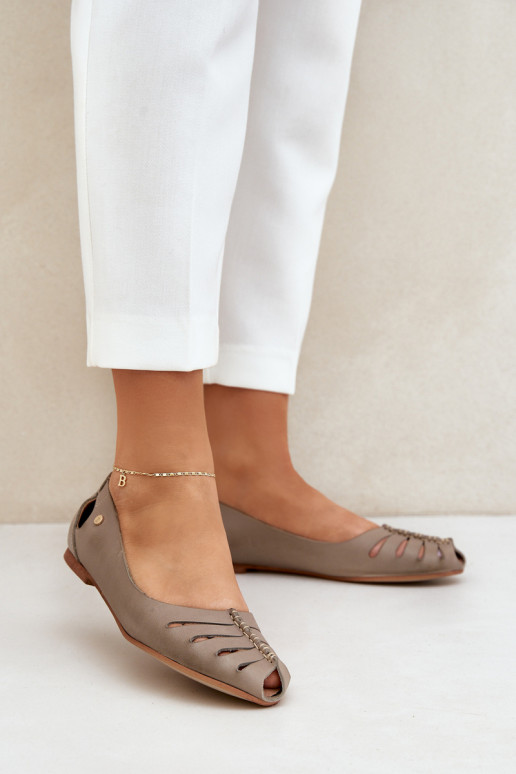 Zazoo 10009 Comfortabele ballerinas van echt leer Dames beige