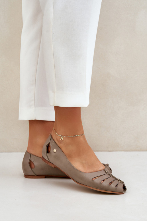 Zazoo 10009 Ballerines confortables en cuir naturel Féminin beige