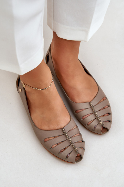 Zazoo 10009 Ballerines confortables en cuir naturel Féminin beige